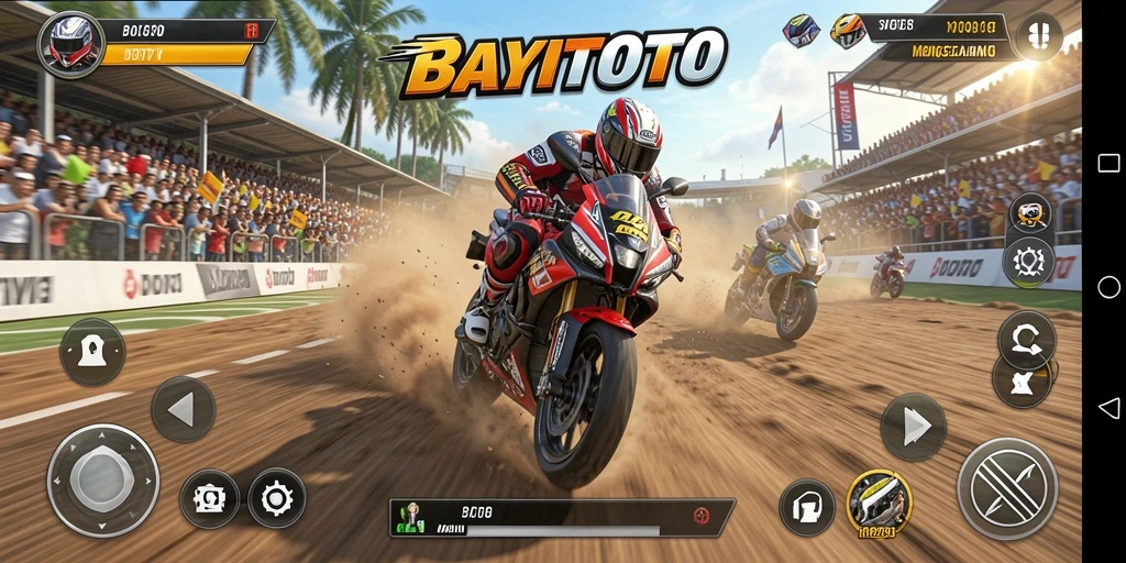 Screenshot utama gameplay <strong>BAYITOTO</strong> menampilkan balapan seru di jalanan.