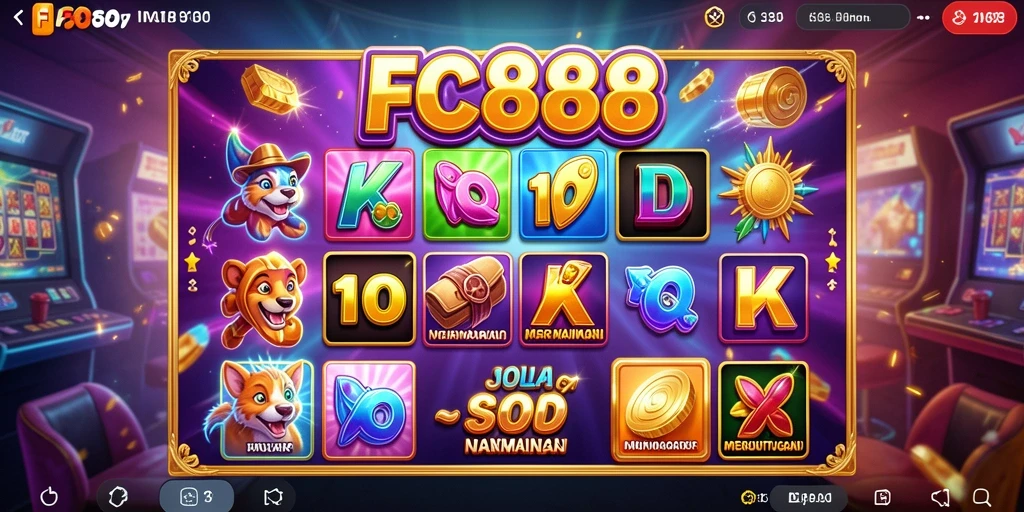 Screenshot utama FC888 menampilkan permainan slot yang seru dan interaktif.