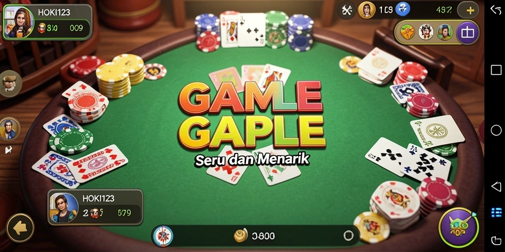 Screenshot utama HOKI123 menampilkan gameplay Gaple yang seru dan interaktif.