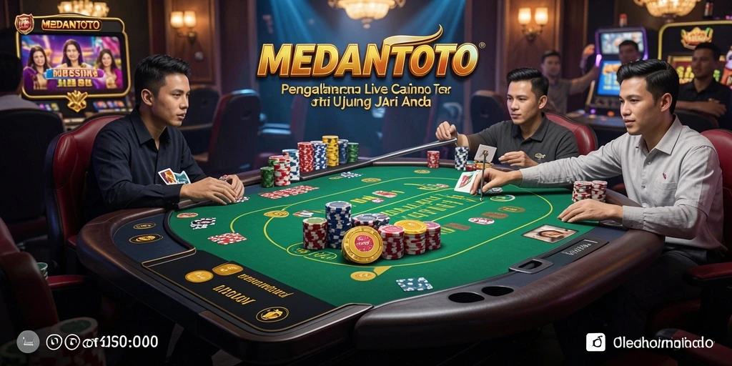 Screenshot MEDANTOTO menampilkan dealer profesional dalam permainan Live Casino.