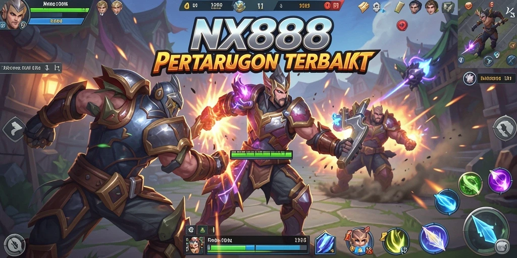 Tampilan seru gameplay NX888 dengan strategi tim MOBA.