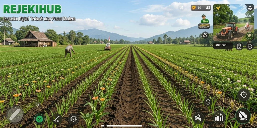 Tampilan gameplay menarik dari REJEKIHUB yang menggambarkan pertanian digital.