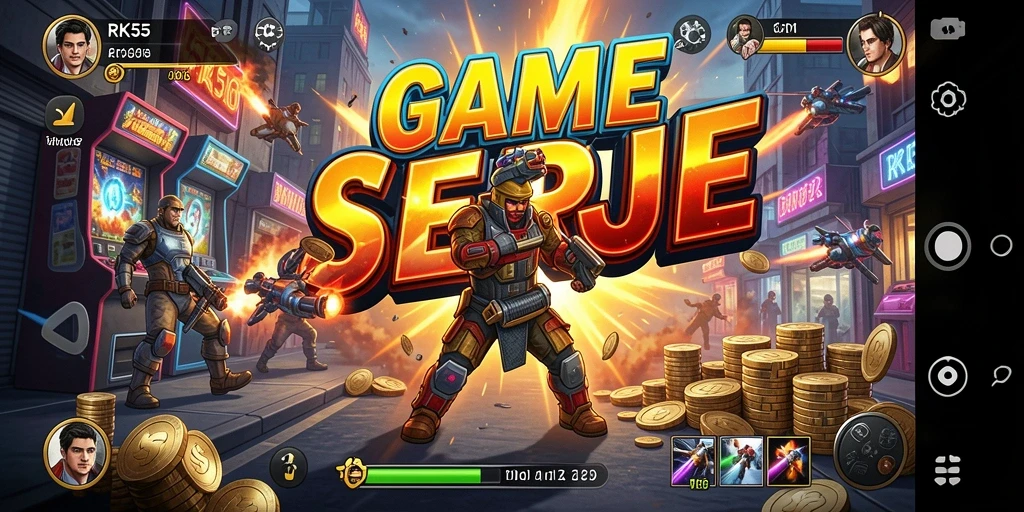 Tangkapan layar utama RK55 menampilkan gameplay yang mendebarkan dan penuh aksi.